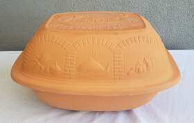 860-35 Schlemmertopf Vtg X Lrg Terracotta Clay Roaster Baking Pot Glazed 14x10x7
