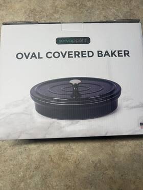 Servappetit 810147695294 Oval Covered Baker Navy Blue 11 Inch New In Box Free Shipping