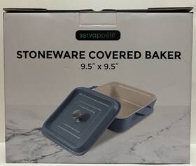 Wp287 Servappetit Stoneware Ceramic Covered Baker 9.5 Inch X 3 With Lid By