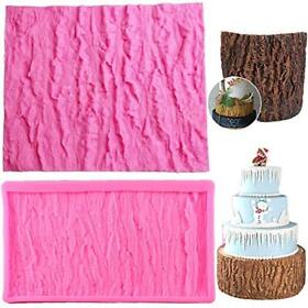 Set Of 2 Tree Bark Cake Fondant Mold Stump Impression Texture Mat W