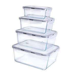 C1445 Shandong Yesheng Glass Co. Ltd Extra Large Food Storage Containers With Lids Set-8 Grey And Rectangular
