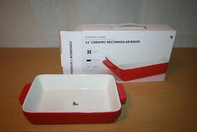 Sharper Image 709996830911 11 Inch Red Stoneware Ceramic Rectangular Baker Nib