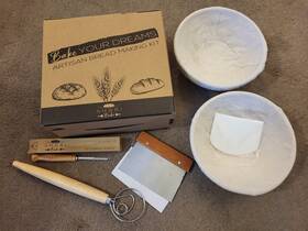 B08kcq4f3y Shori Bake Artisan Bread Making Kit Banneton Proofing Basket Scoring Knife Cutter Whi