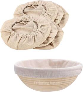 Shotbow 768571195838 6 Packs Round Bread Proofing Basket Cloth Liner Rattan Baking Dough Cover