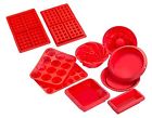 Sil-vlbk Sorbus Silicone Bakeware Set 10 Red Molds Non Stick Baking Pans Cake Cupcake Muffin 819497017305