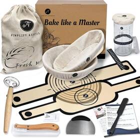 Simplify Asthetic 696229159294 Premium Banneton Bread Proofing Baskets - 11 Inch Oval And 10 Round Sourdough Basket