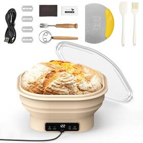 Sitlais 635393216280 Heating Sourdough Banneton Bread Proofing Basket Kit With Timer And 6 Temp Sett