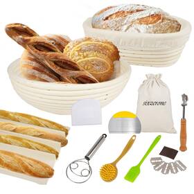 Sixzerone 774882322474 Sourdough Bread Baking Supplies Banneton Proofing Basket Set Of 2 9 Inch Round