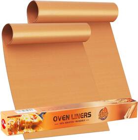 Skybd 768469602707 2 Pack Oven Liners For Bottom Of Reusable - Heavy Duty Non-stick Teflon Mats