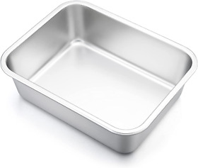 Small Lasagna Pan E-far 10.6x8.3x3.2 Inches Deep Rectangular Baking Roasting Pa