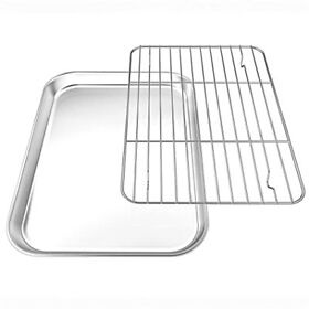 Small Toaster Oven Tray With Rack Set Stainless Steel Cookie Baking Sheet