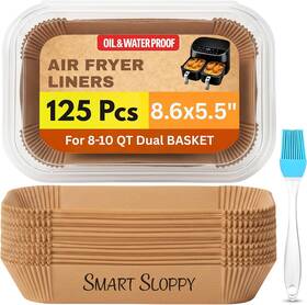 Smart Sloppy 850069659226 8.6x5.5 Inches Rectangular For Ninja Dual Air Fryer Liners Disposable Parchment