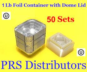 Pl100 Smart Usa Aluminum Pans With Clear Plastic Lids 50 Pack 1 Lb Foil - To Go Food