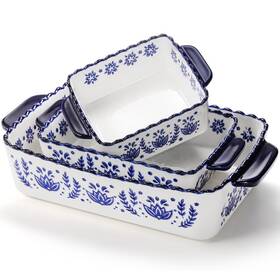 B0chrfx7xm Soujoy 3 Pack Porcelain Bakeware Set Rectangular Baking Dishes Lasagna Pan For