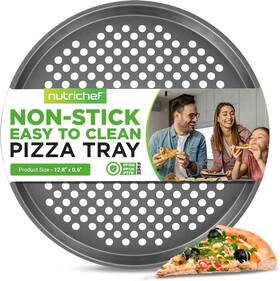 Bkncbs10spizzap Sound Around Nutrichef 12.8 Inch Nonstick Pizza Pan For Oven - Carbon Steel Baking Tra