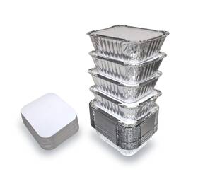 Spare Essentials 751766188821 55 Pack - Small Foil Pans With Lids Aluminum To Go Food Containers Lid
