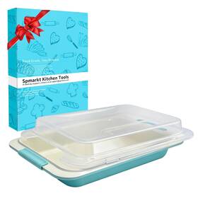 Sp-082 Spmarkt 13x9 Inch Baking Pan With Lid Heavyduty Nonstick Cake Silicone Grip