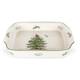 Spode 092764009498 Christmas Tree Rectangular Handled Dish 9 Inch X 12 Baking And Seasonal Platters Ea