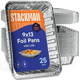 Stack Man 705353067242 Aluminum Pans 9x13 Disposable Foil With Lids 25-sets Large Bakin Stack Man 705353067242 Aluminum Pans 9x13 Disposable Foil With Lids 25-sets Large Bakin