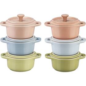 1029320 Staub Ceramic 6-pc Mini Round Cocotte Set - Macaron Pastel Colors