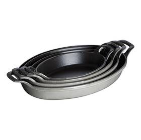 1302318 Staub New Cast Iron 9.5-inch Oval Baking Dish Graphite Grey