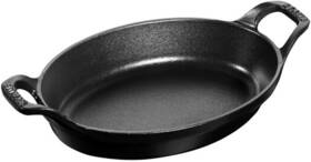 1302323 Staub Cast Iron 9.5 Inch X 6.75 Oval Baking Dish Black Made France 9.5x6.75 1302323 Staub Cast Iron 9.5 Inch X 6.75 Oval Baking Dish Black Made France 9.5x6.75