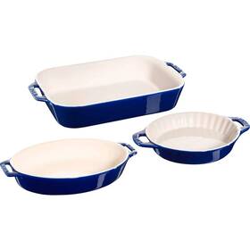 40508-062 Staub 3-piece Ceramic Casserole Dish Set In Dark Blue 40508-062 Staub 3-piece Ceramic Casserole Dish Set In Dark Blue