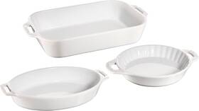 40508-688 Staub Ceramic 3-pc Mixed Baking Dish Set White 3pc