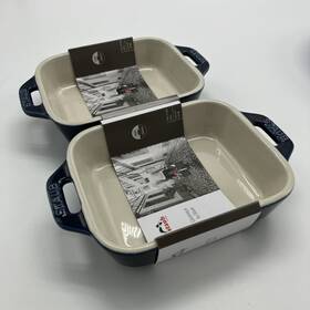 40511-140-0 Staub France Ceramic Rectangle 7.5x6 1.25 Quart Rectan Gratin Dish Dark Blue Bake