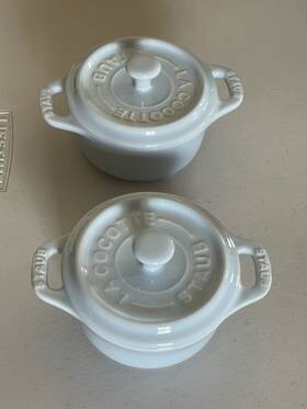 42jf15 Staub 2 Stoneware Mini Round Lidded Cocotte In Pastel Blue 42jf15 Staub 2 Stoneware Mini Round Lidded Cocotte In Pastel Blue