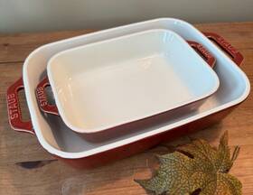 Staub 872078016944 Ceramics Rectangular Baking Dish Set 2 Pc Rustic Red