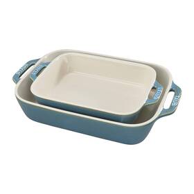 Staub 872078016951 Ceramic Rectangular Baking Dish Set Casserole 2-piece Rustic Turquoise Staub 872078016951 Ceramic Rectangular Baking Dish Set Casserole 2-piece Rustic Turquoise