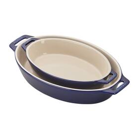 Staub 872078023362 Ceramics Oval Baking Dish Set 2-piece Dark Blue