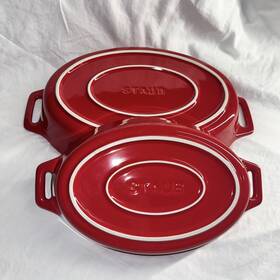 Staub 872078023386 Ceramics Oval Baking Dish Set 2-piece Cherry