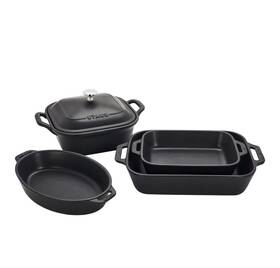 Staub 872078035518 Ceramic Stoneware 5 Piece Mixed Baking Dish Set Matte Black - New In Box