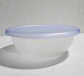 746n5 Sterilite Clear Plastic Mixing Bowl 6 Quart With Blue Lid