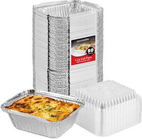 Stock Your Home 744759630193 1 Lb Small Aluminum Pans With Lids 50 Pack Foil Clear P