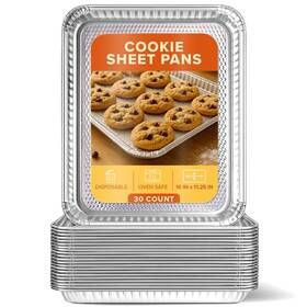 Stock Your Home 840342307661 Aluminum Pans Cookie Sheet Baking 30 Count Silver