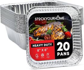 Byh2270 Stock Your Home 20 Pack 8x8 Disposable Aluminum Foil Pans 8 Inch Square 2 Deep Cookware
