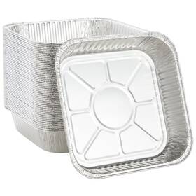 Stockroom Plus 194425290587 50 Pack 8x8 Disposable Aluminum Foil Pans For Baking Meal Prep