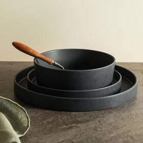 Stone By Mercer Project 810074936606 Modan 12-piece Stoneware Dinnerware Set Plates And B