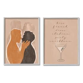 Stupell Industries 196216132656 Kiss French Party Caribbean Phrase Male Couple Embrace Designed By Birch&ink