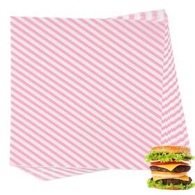 Pws200 Suiwen Pink And White Striped Food Wrap Deli Paper Liners For Plastic Basket Bread &