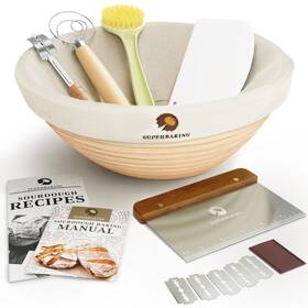 Superbaking 949221190402 Banneton Bread Proofing Basket Sourdough Baking Supplies Round 9 Inch Starter
