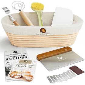 Superbaking 949221191409 Banneton Bread Proofing Basket Set Oval 10 Inch Sourdough For Br