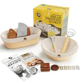 Sb-23-009-bpbs-gs3-r Superbaking O Sourdough Proofing Basket Gift Set Round 9 Inch And Oval 10 Banneton S