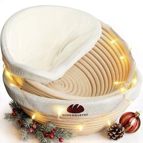 Sb-25-018-bpbs-s2-2r Superbaking Banneton Bread Proofing Basket Set Of 2 9 Splinter-free Round
