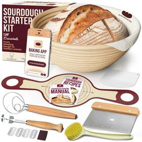 Sb-25-024-bpbs-s2-sbs Superbaking Banneton Bread Proofing Basket Set With Silicone Dough Sling 9 Splinter-free