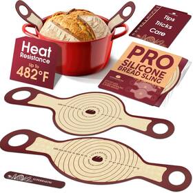 Sbs-s1-r Superbaking O Pro Silicone Bread Sling 2 Pcs - 9in Round And Oval 482f Heat Resistant Dough L