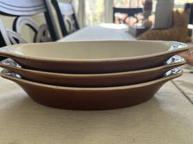 7907 Superior Au Gratin Baking Dish Set Of Oval Handle 11 X 6 Lot 3